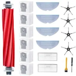 Produktbild: NexHarb 19Pcs Zubehör für Roborock S7 MaxV Ultra/ S7 Pro Ultra/ s7 max Ultra Saugroboter Ersatzteile Set Enthält 1*Hhauptbürste 6*Staubbeutel 4*Wischtücher 2*HEPA Filter 4*Seitenbürsten(Schwarz)