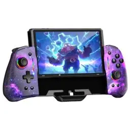 Produktbild: NexiGo Hall Effect Gripcon (Kein Drift, Keine Todeszone) mit Hall-Sensor-Joystick für Switch/Switch OLED, einstellbares RGB-Licht, 6-Achsen-Gyro, Turbo, Mapping (Cosmic Nebula)