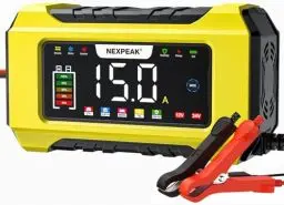 Produktbild: NEXPEAK NC215 15A Autobatterie Ladegerät, 12V 24V LiFePO4 Blei-Säure Tragbares Autobatterieladegerät 9-stufiges Intelligentes Batterieladegerät für Auto, LKW, Motorrad, Rasenmäher, Boot, Marine