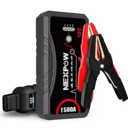 Produktbild: NEXPOW Starthilfe Powerbank, 1500A Spitzstrom Tragbare Auto Starthilfe 12V für 7.0L Benzin und 5.5L Dieselmotor, Starter Powerbank mit LED Taschenlampe/USB, Batterie Jump Starter mit Starthilfekabel
