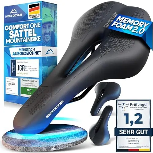 Produktbild: NEXTCOVER® Fahrradsattel - Das Original - mit Memory-Foam 2.0 I maximaler Fahrkomfort I ergonomischer Fahrrad Sattel für Damen & Herren I Fahrradsattel Herren bequem, Fahrradsattel Damen bequem weich