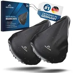 Produktbild: NEXTCOVER® Universal Sattelbezug Fahrrad 2er Set I 100% Wasserdicht I Regenschutz I Fahrradsattel Überzug Sattel I Sattelüberzug Fahrradsitz I Satteldecke I Sattelschutz wasserdicht Fahrrad