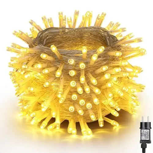 Produktbild: NEXVIN Lichterkette Außen 20M 200 LED Weihnachtsbeleuchtung Außen Strom mit Timer Speicherfunktion, Wasserdicht 8 Modi Warmweiß Lichterkette Weihnachtsbaum für Außen Innen Weihnachten Hochzeit Party