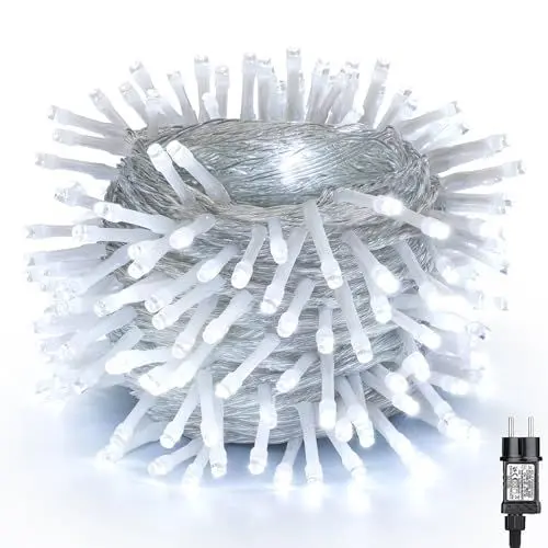 Produktbild: NEXVIN Lichterkette Außen 20M 200 LED Weihnachtsbeleuchtung Außen Strom mit Timer Speicherfunktion, Wasserdicht 8 Modi Weiß Lichterkette Weihnachtsbaum für Außen Innen Weihnachten Hochzeit Party