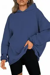 Produktbild: NEYOUQE Hoodie Damen Pullover Langarm Einfarbig Loose Sweatshirts für Damen Fleece Gefüttert Soft Casual Kapuzenpullover Damen Dark Blue M 40-42