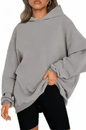 Produktbild: NEYOUQE Pulli Damen Pullover Winter Longsleeve Solid Color Loose Sweatshirts Fleece Gefüttert Soft Casual Damen Hoodie Grau XL 48-50