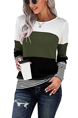 Produktbild: FANGJIN Pullover Damen Bluse Shirts elegant Oberteil fraune T-Shirt Langarmshirt Herbst Winter Longpullover für Damen Mode Blusen Warmer Sweaters Grün M （38 40）