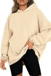 Produktbild: NEYOUQE Pullover Damen Winter Langarm Longsleeve Solid Color Loose Sweatshirts & Kapuzenpullover Fleece Gefüttert Soft Casual Hoodies Beige M 40-42