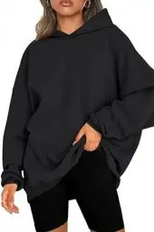 Produktbild: NEYOUQE Pullover Winter Langarm Solid Color Loose Sweatshirts Fleece Gefüttert Soft Pulli Damen Casual Damen Hoodie Schwarz M 40-42