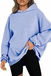 Produktbild: NEYOUQE Sweatshirts für Damen Langarm Einfarbig Loose Pullover für Damen Fleece Gefüttert Soft Casual Kapuzenpullover Damen Sweatshirt Blau XL 48-50
