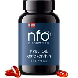 Produktbild: NFO OMEGA 3 KRILL OIL Astaxanthin (60 Kapseln) Hergestellt in Norwegen Hochdosiert Krillöl, mit Fischöl und hochdosiertem EPA & DHA als Astaxanthin & Phospholipide Komplex aus Wildfisch und Krill