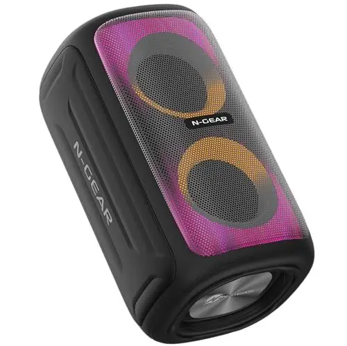 Produktbild: N-Gear Bluetooth Box LGP Juke 101 - Kompakter Musikbox Bluetooth Lautsprecher mit RGB-LED-Lichtshow, 60W Leistung, 8 Stunden Spielzeit, True Wireless Funktion, USB und Micro TF-Karten Kompatibilität