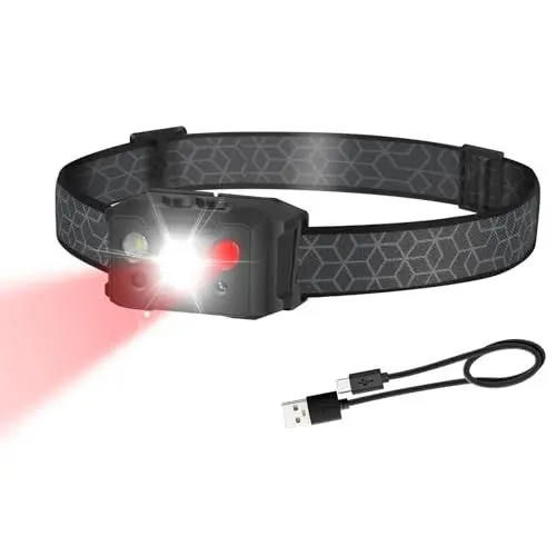 Produktbild: NGOKPYD M2 Stirnlampe Led Wiederaufladbar USB C 120L Stirnlampen, 5 Modi Rotlicht Kopflampe mit IPX6 Wasserdicht, Bewegungssensor 750 mAh Leichtgewicht Headlamp
