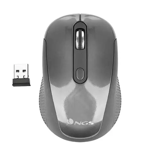 Produktbild: NGS Haze - Kabellose Optische Maus, 2.4GHz, USB-Maus für Computer oder Laptop mit 3 Tasten und Metallic Scroll, 800/1600dpi (Grau)