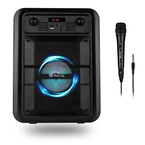 Produktbild: NGS ROLLER LINGO BLACK - Tragbarer 20-W-Lautsprecher Bluetooth 5.0-Technologie und True Wireless Stereo, Mikrofon für Karaoke und eingebauten LED-Leuchten (USB/MicroSD/LineIN/Mikrofoneingang), Schwarz