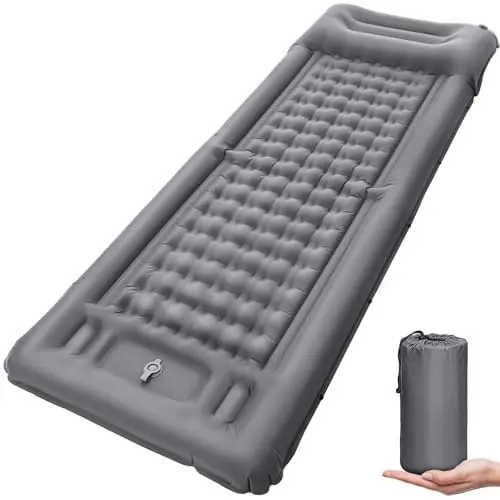 Produktbild: NHOWIN Isomatte Selbstaufblasend, 12CM Verdicktes Ultraleicht Isomatte mit Kissen & Fußpresse Pumpe, Kleines Packmaß Wasserdicht Anti-Ripstop Camping Matratze für Outdoor, Rucksackreisen, Wandern