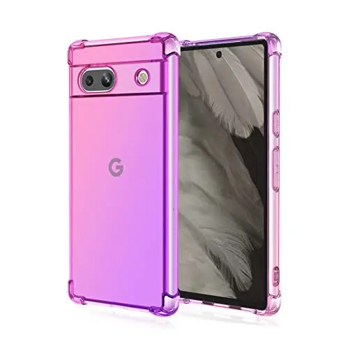 Produktbild: Niaoszhex Hülle für Google Pixel 7A, TPU-Silikonhülle, Anti-Fall-Softshell, Vier-Ecken-Airbag,Anti-Drop staubdicht Stoßfest Hülle (Rosa Lila)