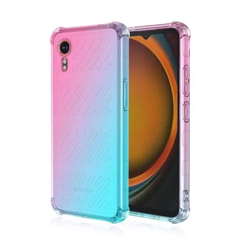 Produktbild: Niaoszhex Hülle für Samsung Galaxy Xcover 7, TPU-Silikonhülle, Anti-Fall-Softshell, Vier-Ecken-Airbag,Anti-Drop staubdicht Stoßfest Hülle (Rosa grün)