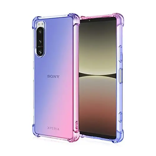 Produktbild: Niaoszhex Hülle für Sony Xperia 5 IV, TPU-Silikonhülle, Anti-Fall-Softshell, Vier-Ecken-Airbag,Anti-Drop staubdicht Stoßfest Hülle (Blau Rosa)