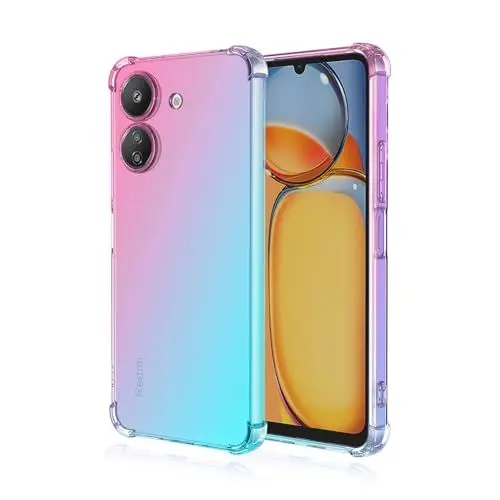 Produktbild: Niaoszhex Hülle für Xiaomi Redmi 13C, TPU-Silikonhülle, Anti-Fall-Softshell, Vier-Ecken-Airbag,Anti-Drop staubdicht Stoßfest Hülle (Rosa grün)