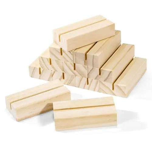 Produktbild: Niboken Holzständer Tischkarte Inhaber 12 stücke Kartenhalter Platzkarte Namesschild Holz Rechteckförmigen für Bankette und Partys Hochzeitskerze Halter Tischnummer Fotoständer