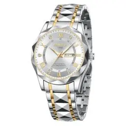 Produktbild: NIBOSI Armbanduhr Herren Uhren Analog Quarz Edelstahl Wasserdicht Armbanduhr Herren Business Casual Designer Uhr für Männer (Gold White)