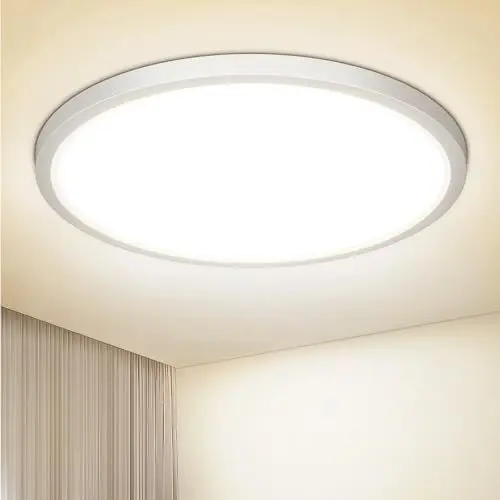 Produktbild: NIBSHOOM Deckenlampe LED Deckenleuchte Rund Flach 4000K,18W/1800LM/IP44 Wasserfest Ultradünn Badezimmer Lampe Decke, Modern Schlicht deckenlampen für Schlafzimmer Wohnzimmer Flur Küche Büro,220*17mm