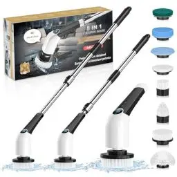 Produktbild: NIBSHOOM Elektrische Reinigungsbürste Haushalt,8-IN-1 Spin Scrubber mit 3 Geschwindigkeiten & LED Anzeige,137CM Verstellbarer Putzbürste Elektrisch,Elektrische Bürste Zum Putzen Bad Fliesenboden Küche