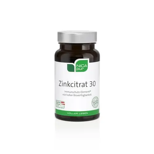 Produktbild: nicapur Zinkcitrat 30 mg I HOCHDOSIERT mit hoher Bioverfügbarkeit I 60 Kapseln für STARKE ABWEHRKRÄFTE, HAUT, HAARE & NÄGEL