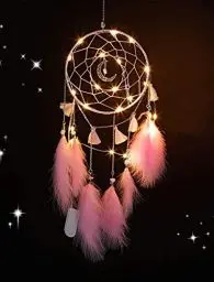 Produktbild: Nice Dream Traumfänger mit LED Licht, Handgemachte Dreamcatcher mit Federn, Maiden Zimmer Schlafzimmer Romantische Dekoration, für Wandbehang Wohnkultur Ornamente Handwerk Lila