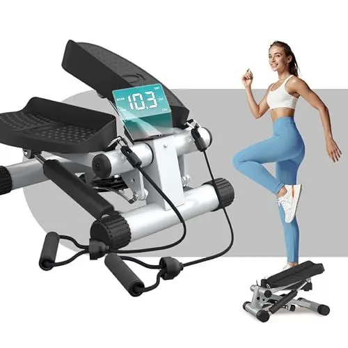 Produktbild: Niceday Mini Stepper für Zuhause | Up-Down Stepper mit Power Ropes | Hometrainer mit LCD Display | 2 in 1 Trainingsgerät bis 100kg | Bein/Arm Trainer, Home Fitness Exercise