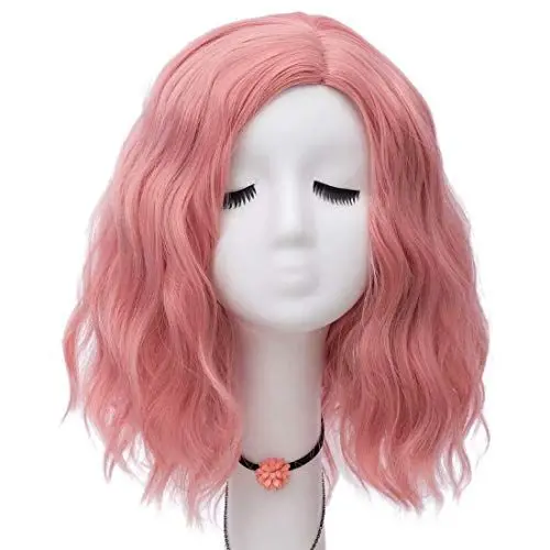 Produktbild: NiceLisa 40cm Kurze Seitenteil Natürliche Welle Rauch Rosa Täglichen Karneval Damenperücke Anime Convention Cosplay Perücke