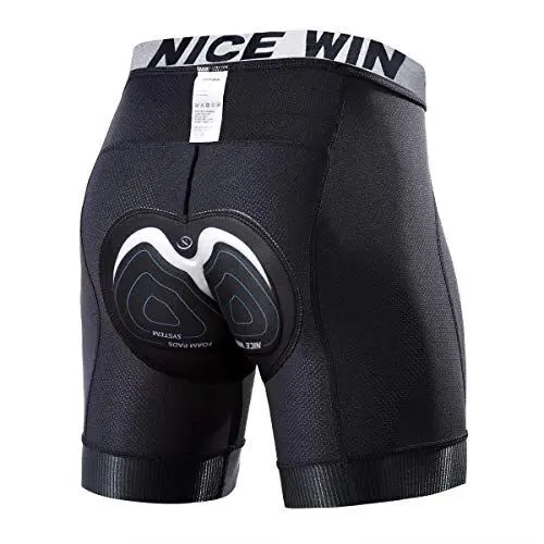 Produktbild: NICEWIN Radunterhose Herren mit Sitzpolster Radlerhose Unterwäsche 4D Gepolsterte Fahrradhose Kurz Atmungsaktive schnelltrocknende stoßfeste Herren Fahrrad Unterhose, L, Schwarz