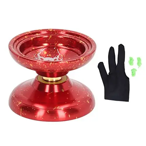 Produktbild: Nicht Reagierendes Yoyo, Professionelles Yoyo aus Metall-Aluminium-Legierung mit Handschuh, Metall-Yoyo, Stunt-Yoyo mit 3 Saiten, Magisches Yoyo für Anfänger, Profis, Kinder, (RED)