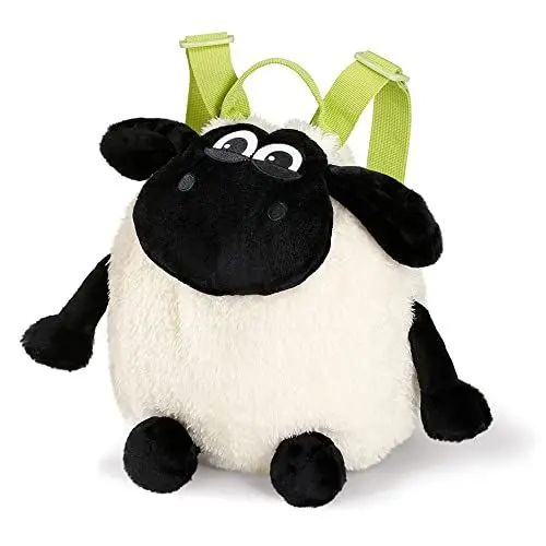 Produktbild: NICI 37903 Kuscheltier Timmy das Schäfchen – Plüsch Mädchen, Jungen & Babys – Flauschiger Shaun das Schaf Rucksack mit verstellbaren Schulterriemen, Schwarz