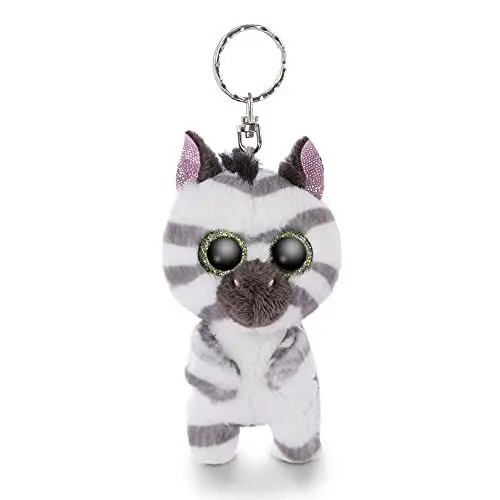 Produktbild: NICI 46943 Original – Glubschis Schlüsselanhänger Mankalita 9cm – Zebra Kuscheltieranhänger mit Schlüsselring für Schlüsselband, Schlüsselbund & Schlüsselhalter, weiß/grau, 9 cm