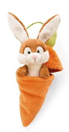 Produktbild: NICI 48089 Anhänger Plüschhase mit Karotte 15cm, Häschenanhänger in Plüschkarotte, Geschenkidee fürs Osternest, Orange