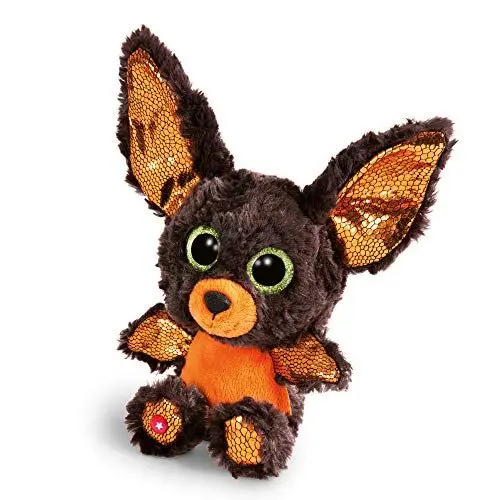 Produktbild: NICI Glubschis: Das Original – Glubschis Halloween Fledermaus 15 cm I Kuscheltier Fledermaus mit großen Augen I Flauschiges Plüschtier mit Glitzeraugen ab 0 Monaten I braun / orange – 46305