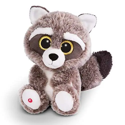 Produktbild: NICI Glubschis: Das Original – Waschbär Clooney 25 cm – Kuscheltier Augen – Flauschiges Plüschtier mit großen Glitzeraugen – Schmusetier für Kuscheltierliebhaber – 45569