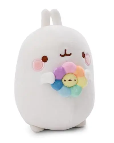 Produktbild: NICI Molang Kuscheltier 16cm mit Regenbogenblume in Geschenkverpackung - Niedliches Stofftier zum Kuscheln und Spielen, Molang Plüschtier für Schmusetierliebhaber - 61164, Weiß