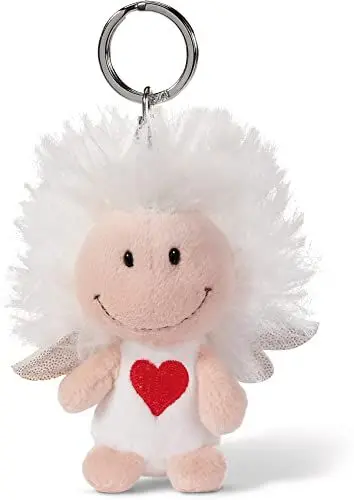 Produktbild: NICI Schlüsselanhänger Schutzengel mit Herz und Glitzerflügeln 7 cm – Glücksbringer Engel für Schlüsselband, Schlüsselbund & Schlüsselkette, Unisex-Kinder – 46121, Weiß