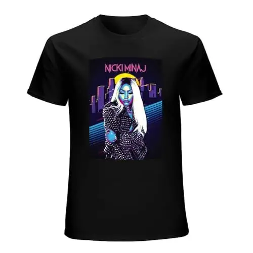 Produktbild: NIC-ki Min-aj Men's Graphic Crew Neck Sports Shirt Short-Sleeve T-Shirts Black XXL