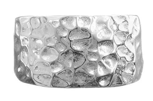 Produktbild: NicoWerk Ring Silber 925 Damen - Breiter, gehämmerter und verstellbarer Silberring Damen 925 Silber, schlicht und gewölbt, Schmuck für Frauen - 191