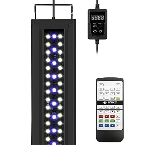 Produktbild: NICREW RGB+W Aquarium LED Beleuchtung, anpassbare 24/7 Modus Aquarium Lampe mit Timer, für Pflanzenwuchs und Süßwasser-Becken, mehrere Wettermodus, 120-150 cm, 39W