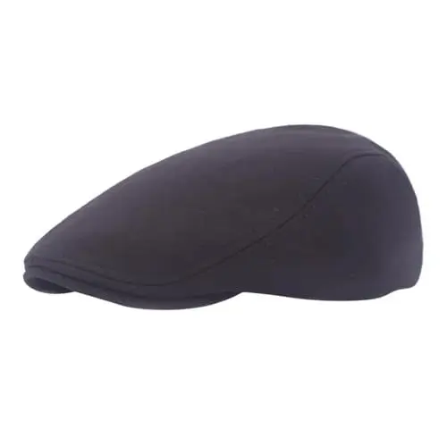 Produktbild: IQYU Cabrio Schirmmütze 1 Stück Ballonmütze für Herren, Baumwolle, weich, Stretch-Passform, Herrenmütze, Cabbie-Mütze für Herren Schirmmützen Abzeichen (Black, One Size)