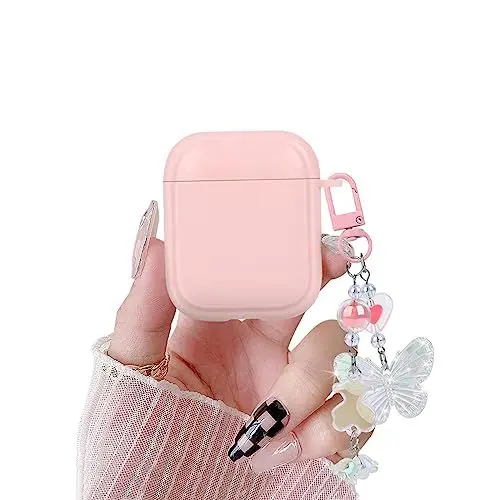 Produktbild: Niedliche Airpods 1 Generation Hülle Weiches Silikon, Airpods 2 Generation Schutzhülle mit Schmetterling Glitzernd Schlüsselanhänger, Stoßfeste Hülle Anti-Rutsch Ultradünn Kein Geruch für Mädchen
