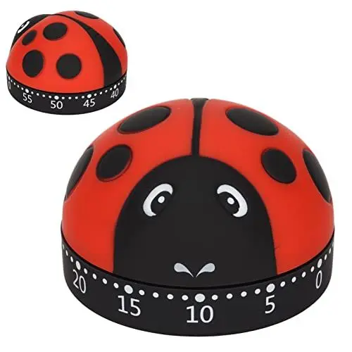 Produktbild: Niedlicher Küchentimer zum Kochen, Marienkäfer-Look, 70 dB Alarm, praktischer Kochtimer aus Edelstahl zum Kochen, Hausaufgaben, Laufen in der Küche