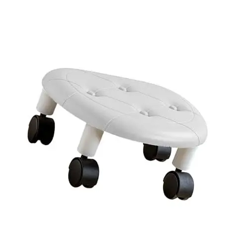 Produktbild: Universal-Rollhocker, Niedrige Rollensitze, PU-Oberfläche, Kunststoffstruktur, Beweglicher Universal-Rollhocker für Wohnzimmer, Babyzimmer (White)