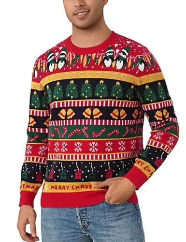 Produktbild: Nieery Herren Weihnachten Pullover lustig Weihnachtspullover Weihnachtsanzug Familie Set Ugly Christmas Sweater Partnerlook pärchen Weihnachtspulli