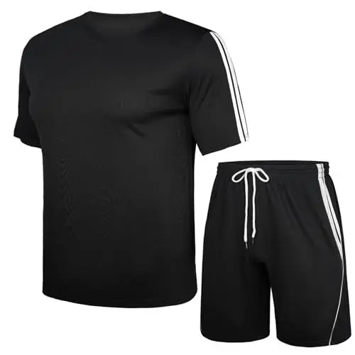 Produktbild: Nieery Jogginganzug Herren Tshirt Sporthose kurz Trikot Sportbekleidung für Herren Activewear Set Workout Trainingstrikot Fitness Streatwear Trainingsanzug Fußball t shirt kurze Hosen